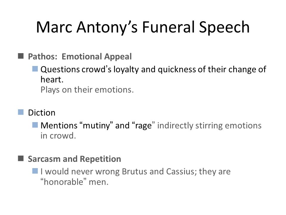 mark antony funeral speech in simple words
